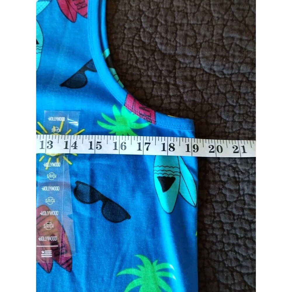 Men's Hollywood Summer Flamingo Print Blue Cotton Tank Size Small NWT - Picture 4 of 5